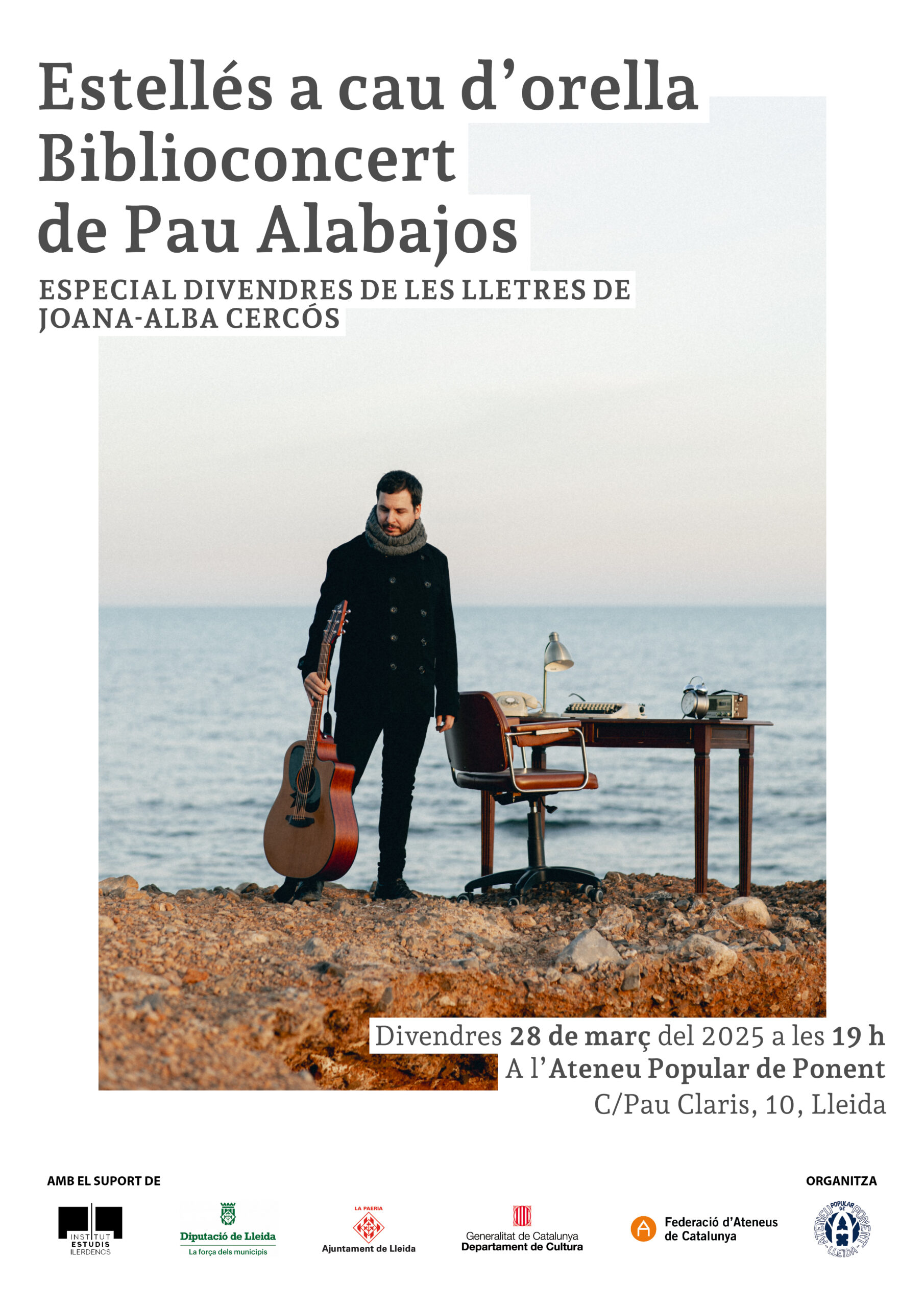 Cartell_Divendres de les lletres_’Estellés a cau d’orella’ – Pau Alabajos