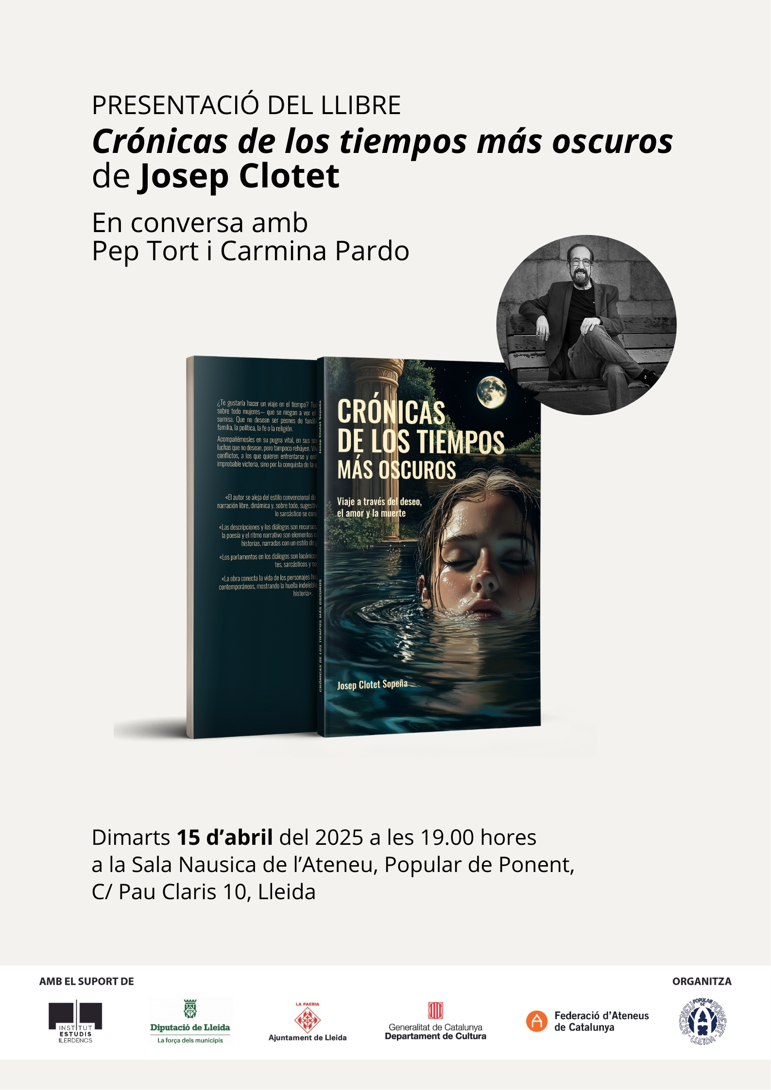 Cartell presentació llibre ‘Crónicas de los tiempos más oscuros’