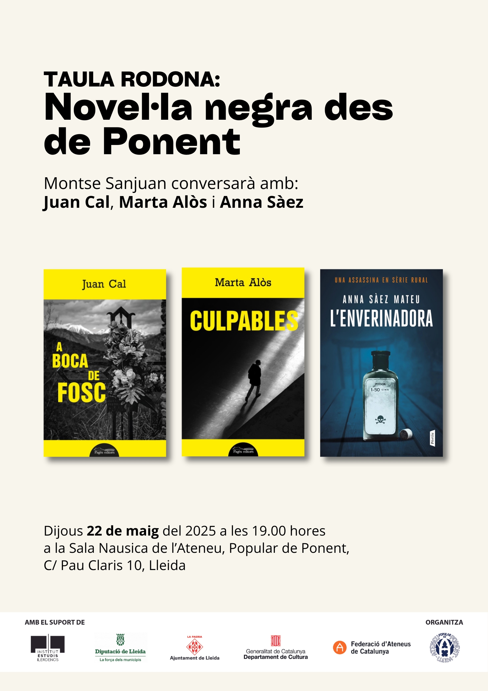 Cartell_Taula rodona Novel·la negra des de Ponent