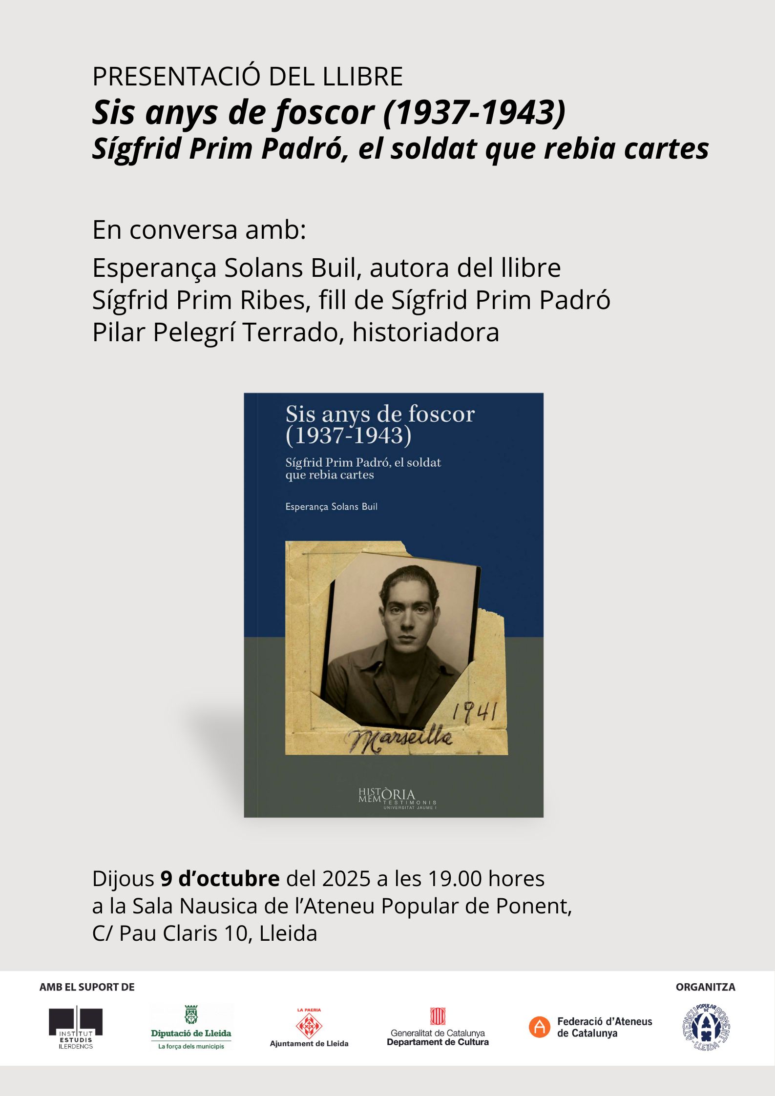 Cartell_Presentació llibre ‘Sis anys de foscor’