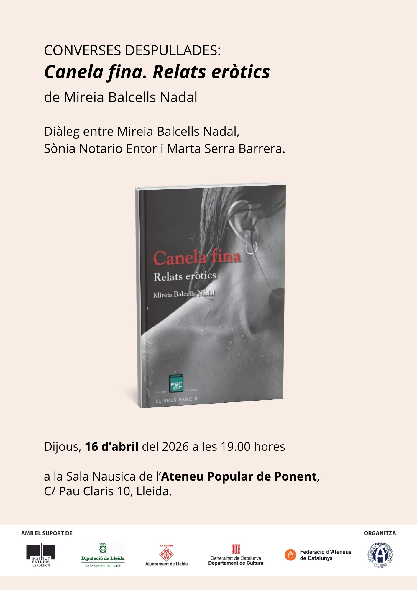 WEB_Cartell_Presentació llibre ‘Canela fina. Relats eròtics’